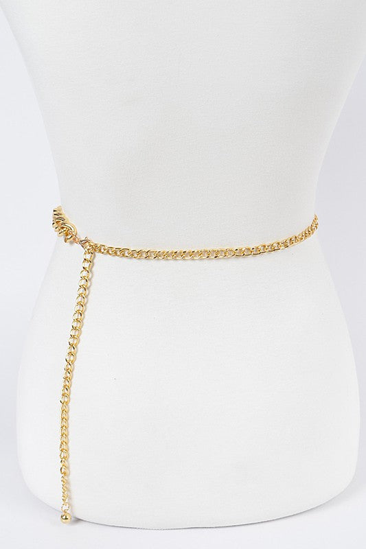 Plus Size Layered Chain and Pearl Belt