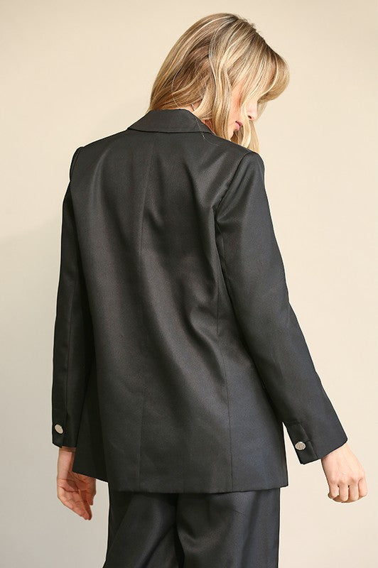 Solid and Lining Single Button Blazer