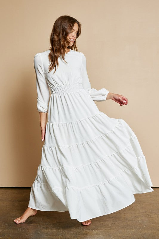 WHITE TIERED DRESS