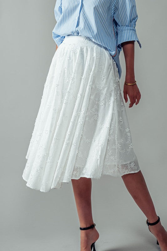 FLORAL EMBROIDERY MIDI SKIRT