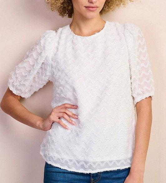 SHORT SLEEVE DETAILED BLOUSE TOP