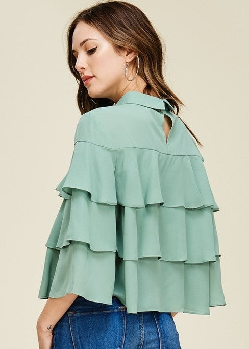 Layered High Neck Chiffon Top FINAL SALE NO RETURNS OR EXCHANGES