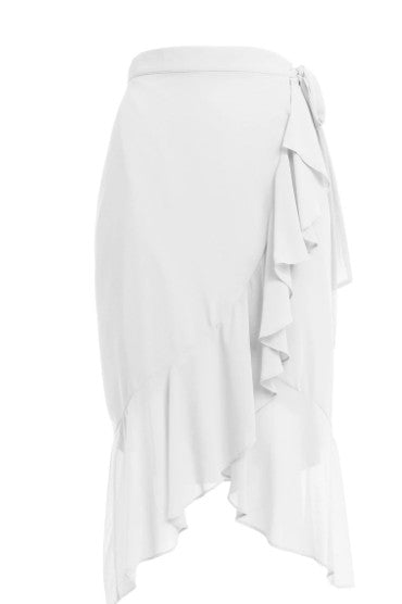 Ruffle Detail Midi Wrap Skirt FINAL SALE NO RETURNS OR EXCHANGES