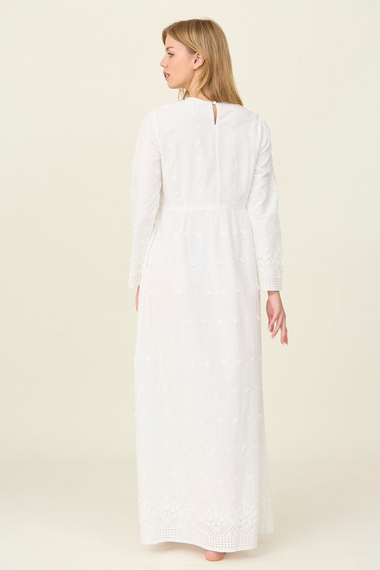Off White Embroidered Maxi Dress
